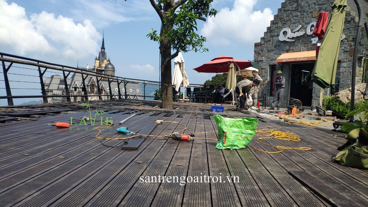 Lavie Bamboo thi công sàn tre ngoài trời Quán Gió Tam Đảo 9