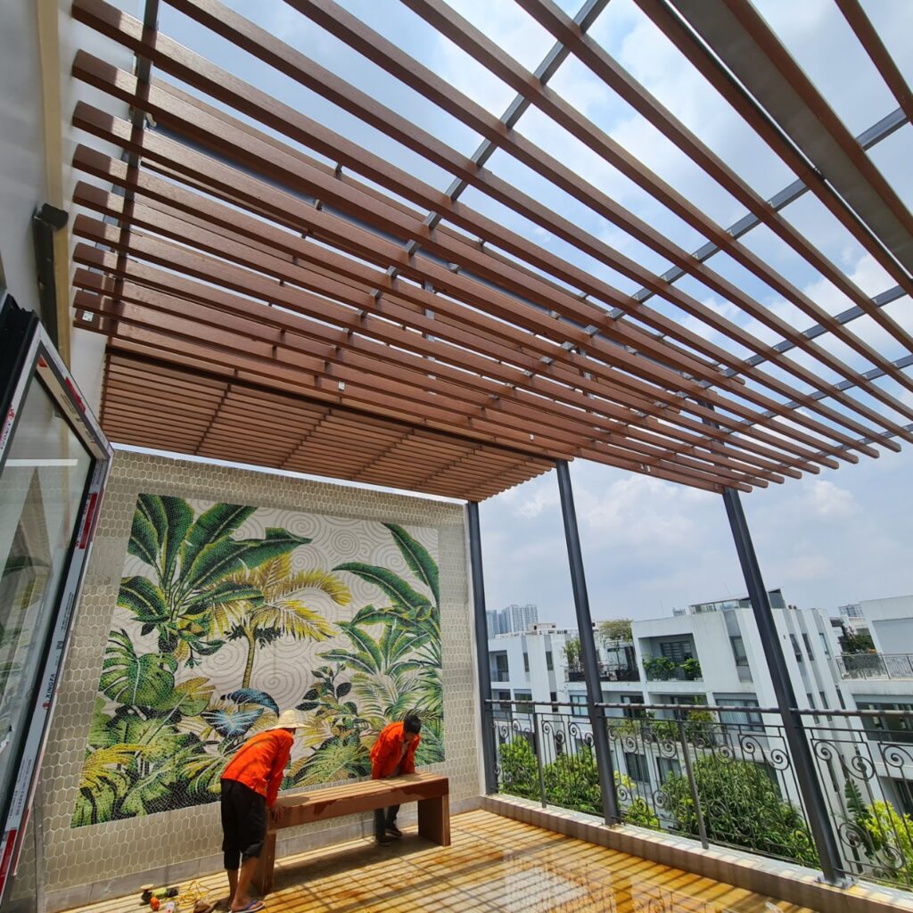 gian lam pergola tre khung thep 4 Hướng Dẫn Toàn Diện: Lắp Đặt Pergola Tre Cho Không Gian Xanh - 7 Bước Chuẩn Từ Chuyên Gia