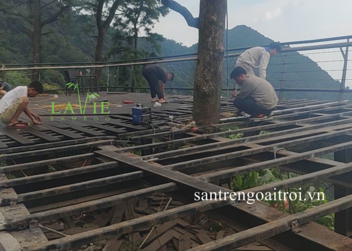 Lavie Bamboo thi công sàn tre ngoài trời Quán Gió Tam Đảo 13